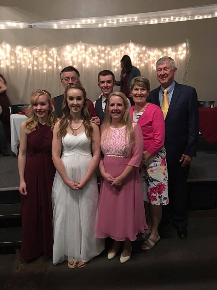 Family picture at daughter's wedding