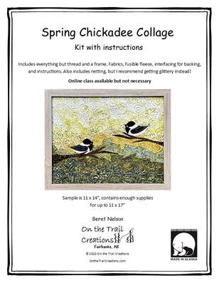 Spring chickadee collage quilt kit