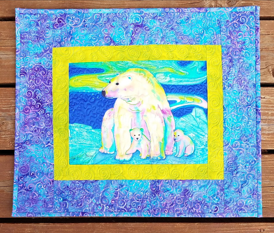 Teresa Ascone Polar Bear Aurora Panel Quilt