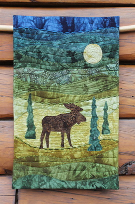 Midnight Moose Quilted Wall Hanging