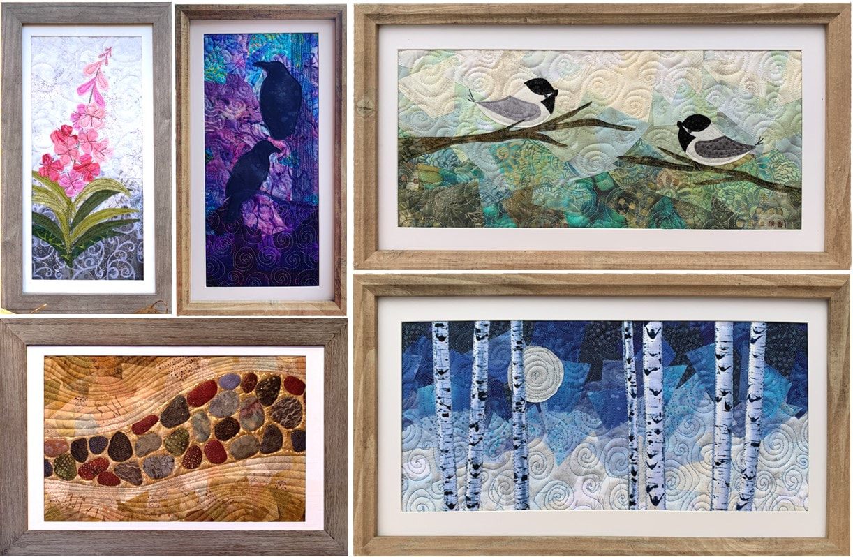 Framed Collage Quilt birches