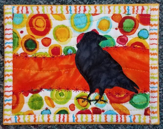 Raven art quilted card