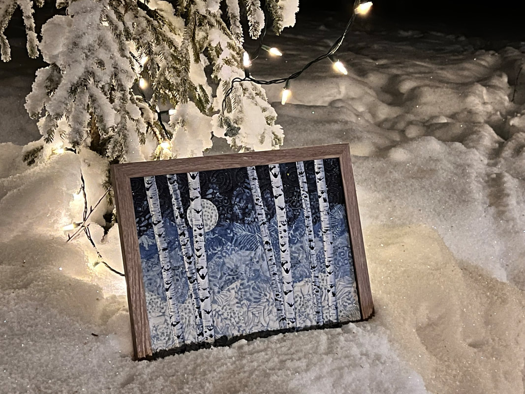 Winter birch collage quilt