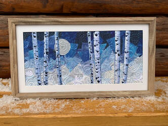 winter birches collage quilt