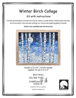 Winter birch collage quilt kit