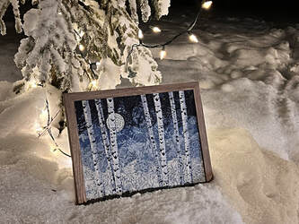 Winter birch collage art quilt