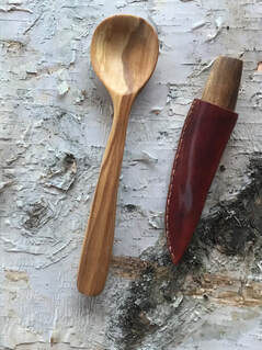 wood spoon and carving knife